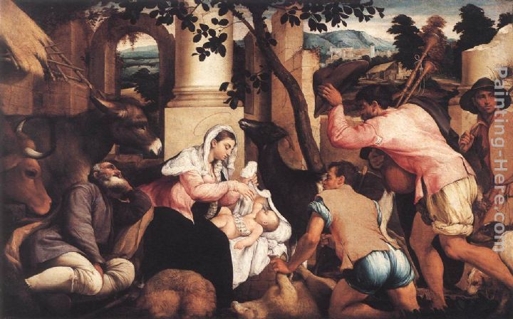 Adoration of the Shepherds painting - Jacopo Bassano Adoration of the Shepherds art painting